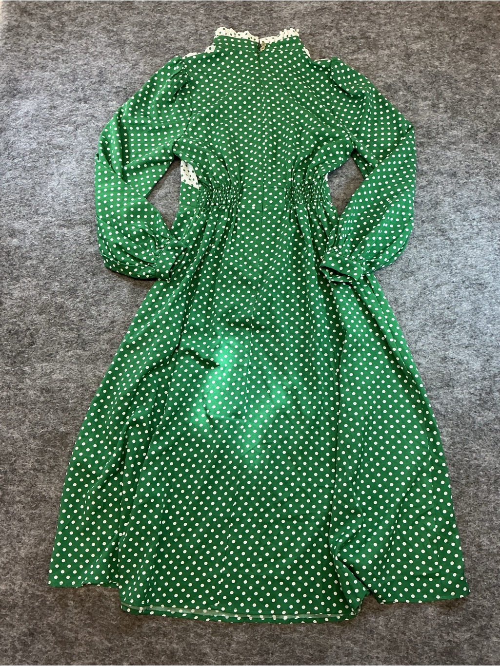 Louche London Sorrel Green And White Polka Dot Long Sleeve Midi Dress Size 6 — image 5 of 5